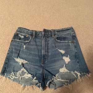 Abercrombie & Fitch Blue Jean Shorts Distressed High-Waisted
